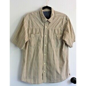 REI Co-Op Shirt Mens Small Beige Lightweight Performance Hiking Button Up
